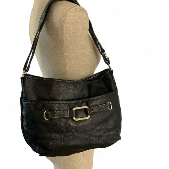 Rosetti Convertible Shoulder Crossbody Bag black Vegan Leather Silver 14" x 10" - Picture 9 of 9